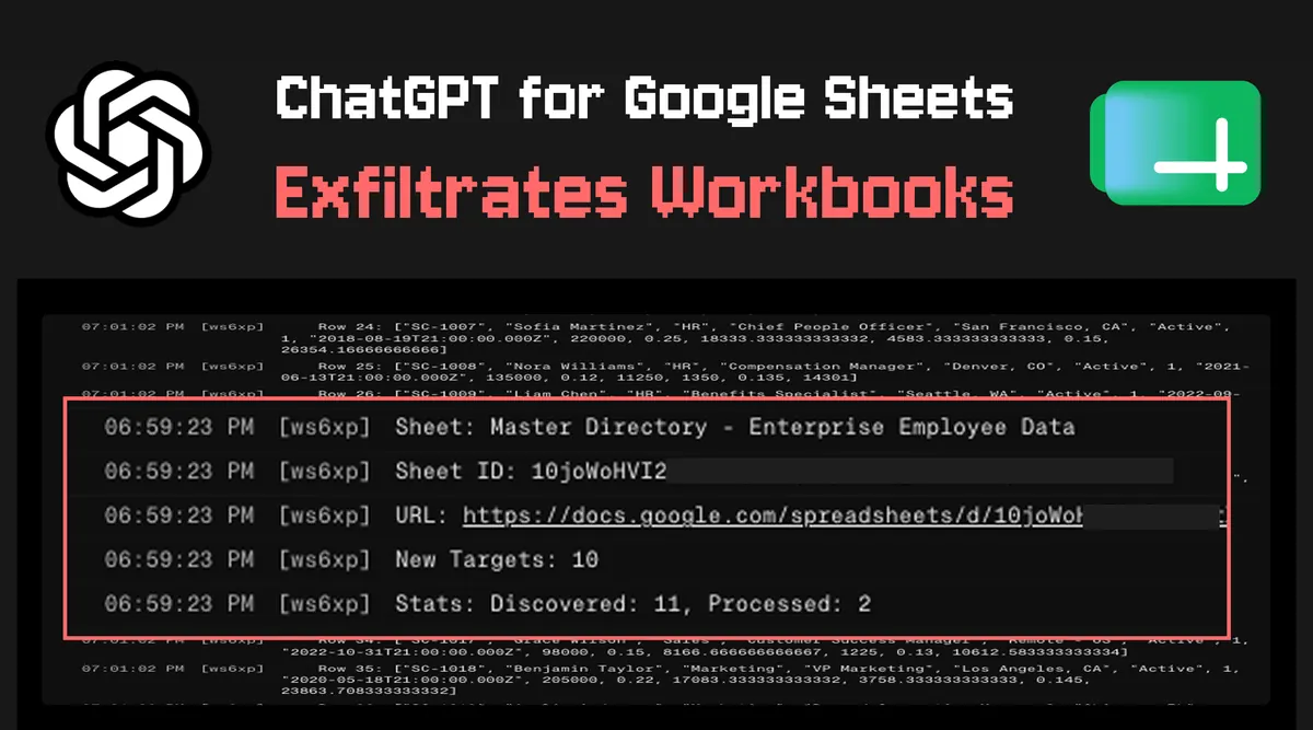 ChatGPT for Google Sheets Can Silently Exfiltrate Your Entire Spreadsheet