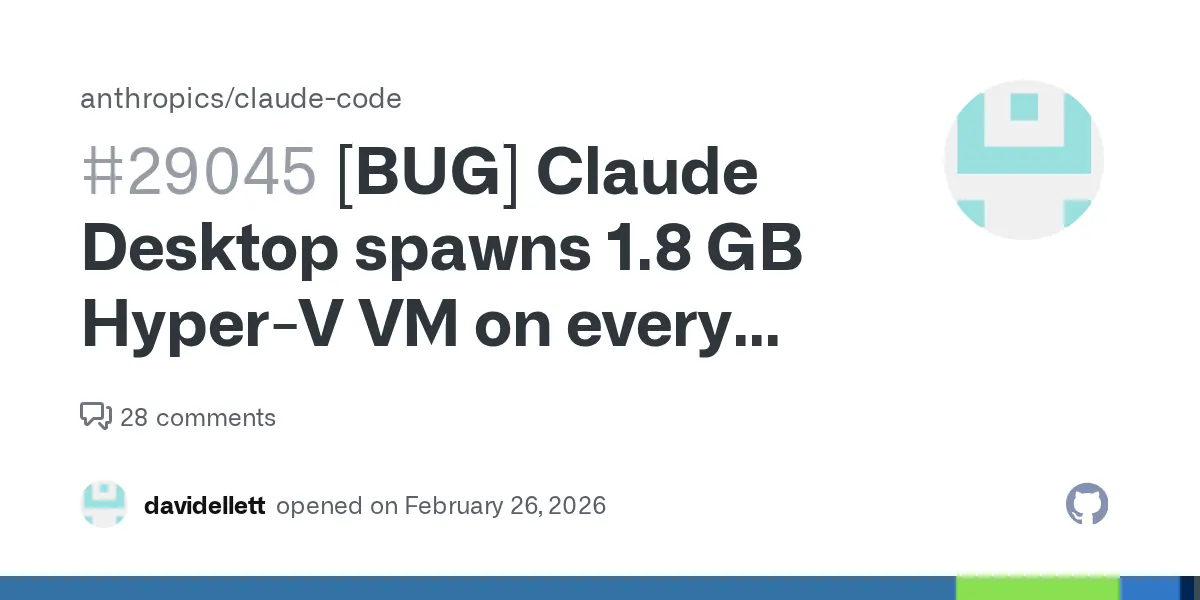 Claude Desktop Creates 1.8 GB VM on Every Launch