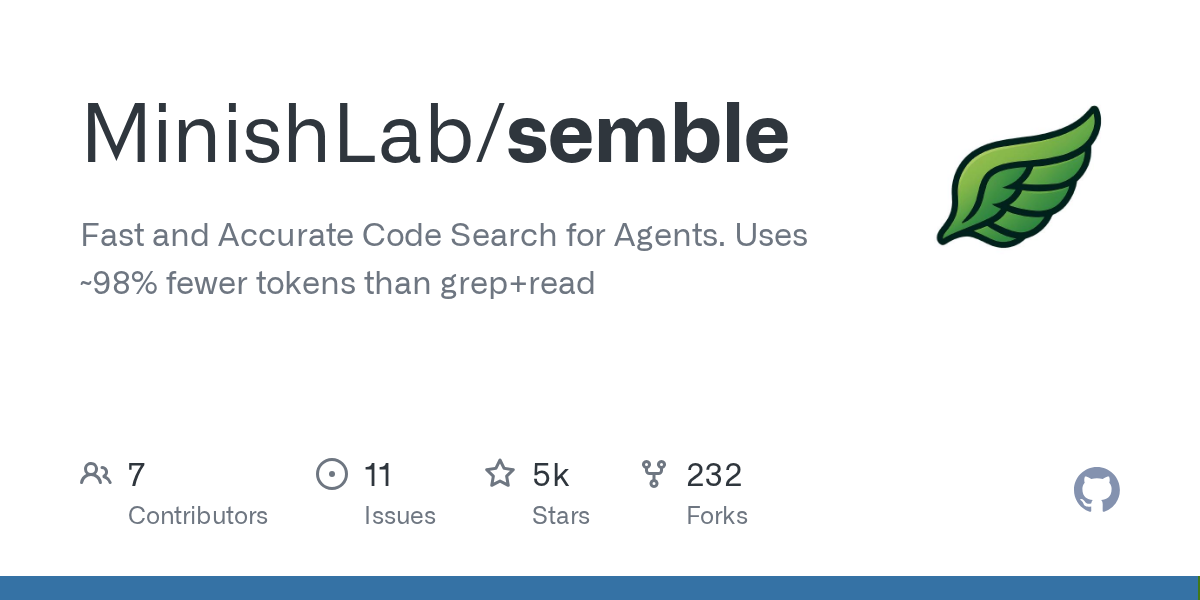 Semble: Code Search for Agents Uses 98% Fewer Tokens